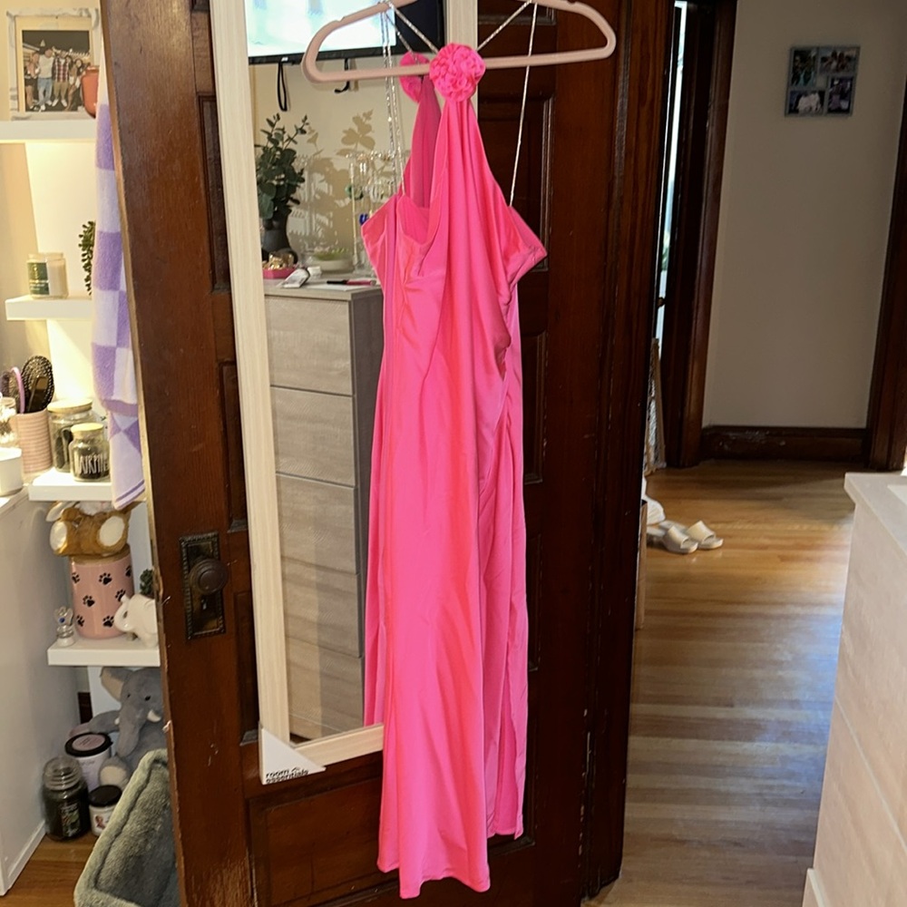 Pink satin dress